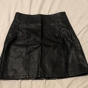 Topshop Black Mini Leather Skirt